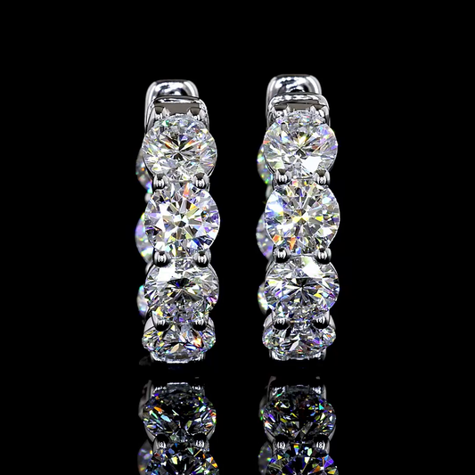 3.13 CTTW Round Lab Grown Diamond Huggies Earring 15.62mm (E Color and VS1 Clarity)