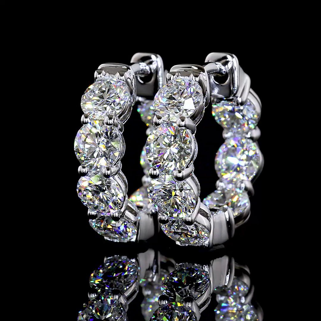 3.07 CTTW Round Lab Grown Diamond Huggies Earring 15.62mm (E Color and VS1 Clarity)