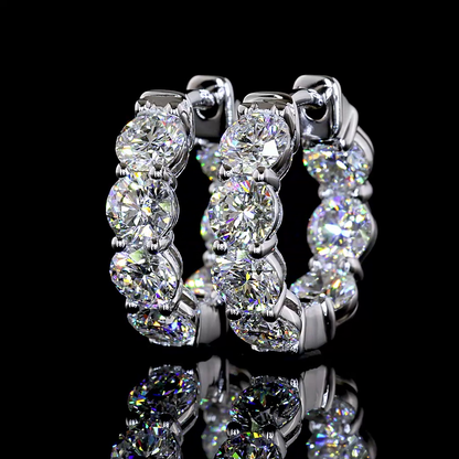 3.07 CTTW Round Lab Grown Diamond Huggies Earring 15.62mm (E Color and VS1 Clarity)