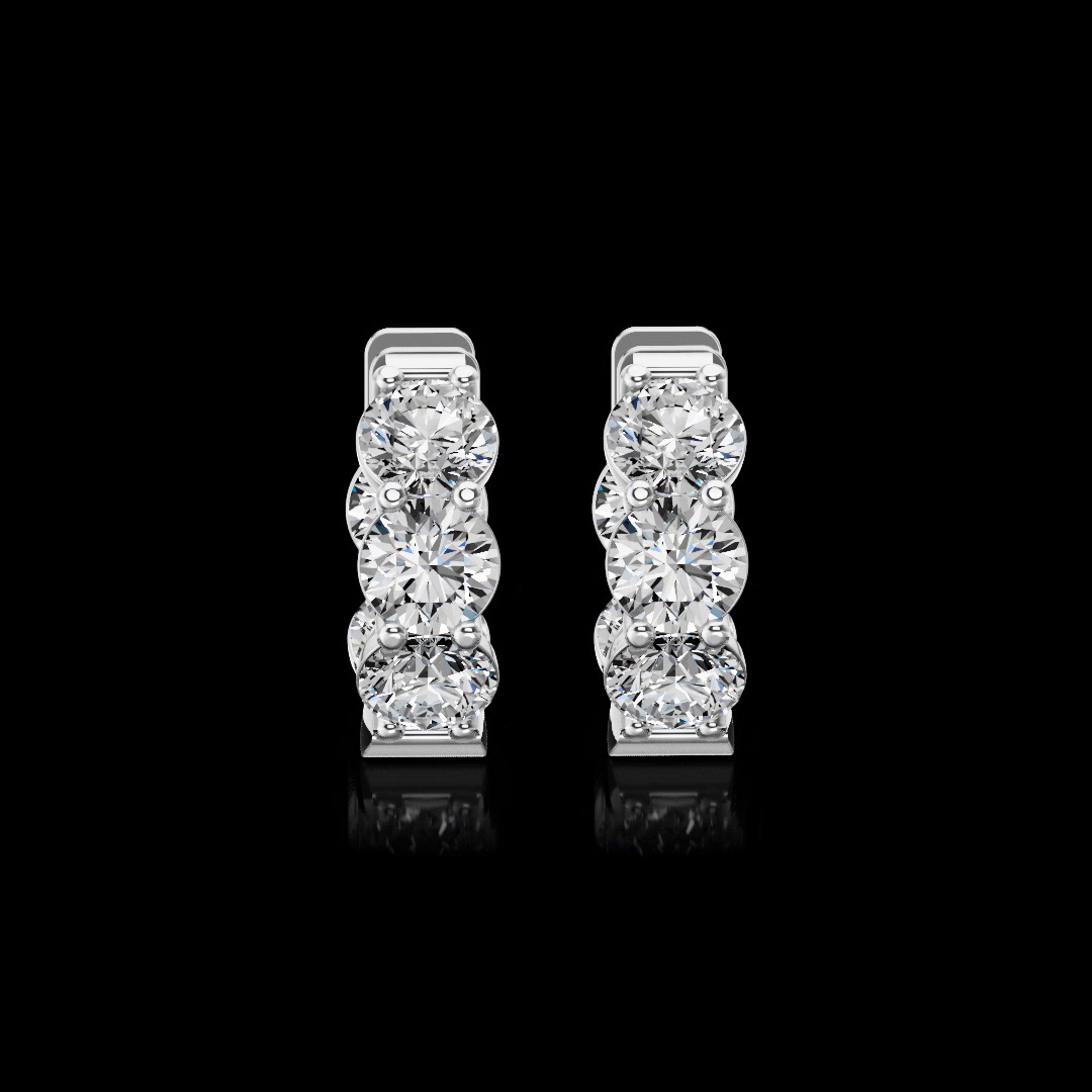 7.00 CTTW Round Lab Grown Diamond Huggies Earring 17.3mm (E Color and VS1 Clarity)