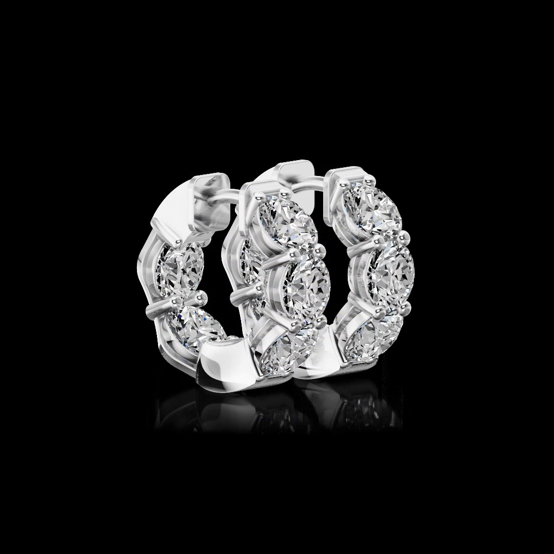 7.00 CTTW Round Lab Grown Diamond Huggies Earring 17.3mm (E Color and VS1 Clarity)