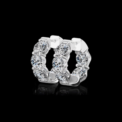 7.00 CTTW Round Lab Grown Diamond Huggies Earring 17.3mm (E Color and VS1 Clarity)
