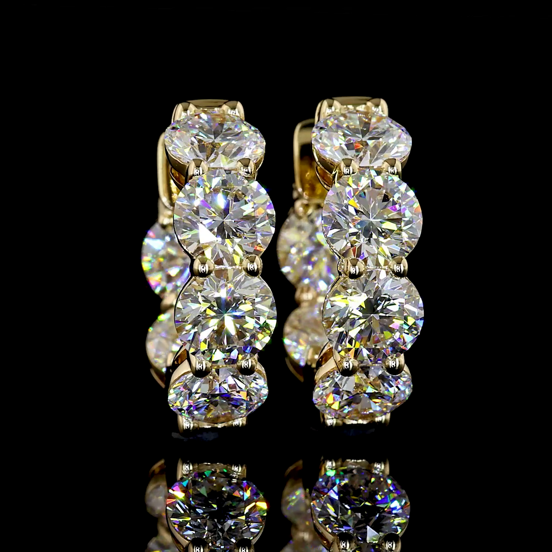 4.96 CTTW Round Lab Grown Diamond Huggies Earring 16.53mm (E Color and VS1 Clarity)