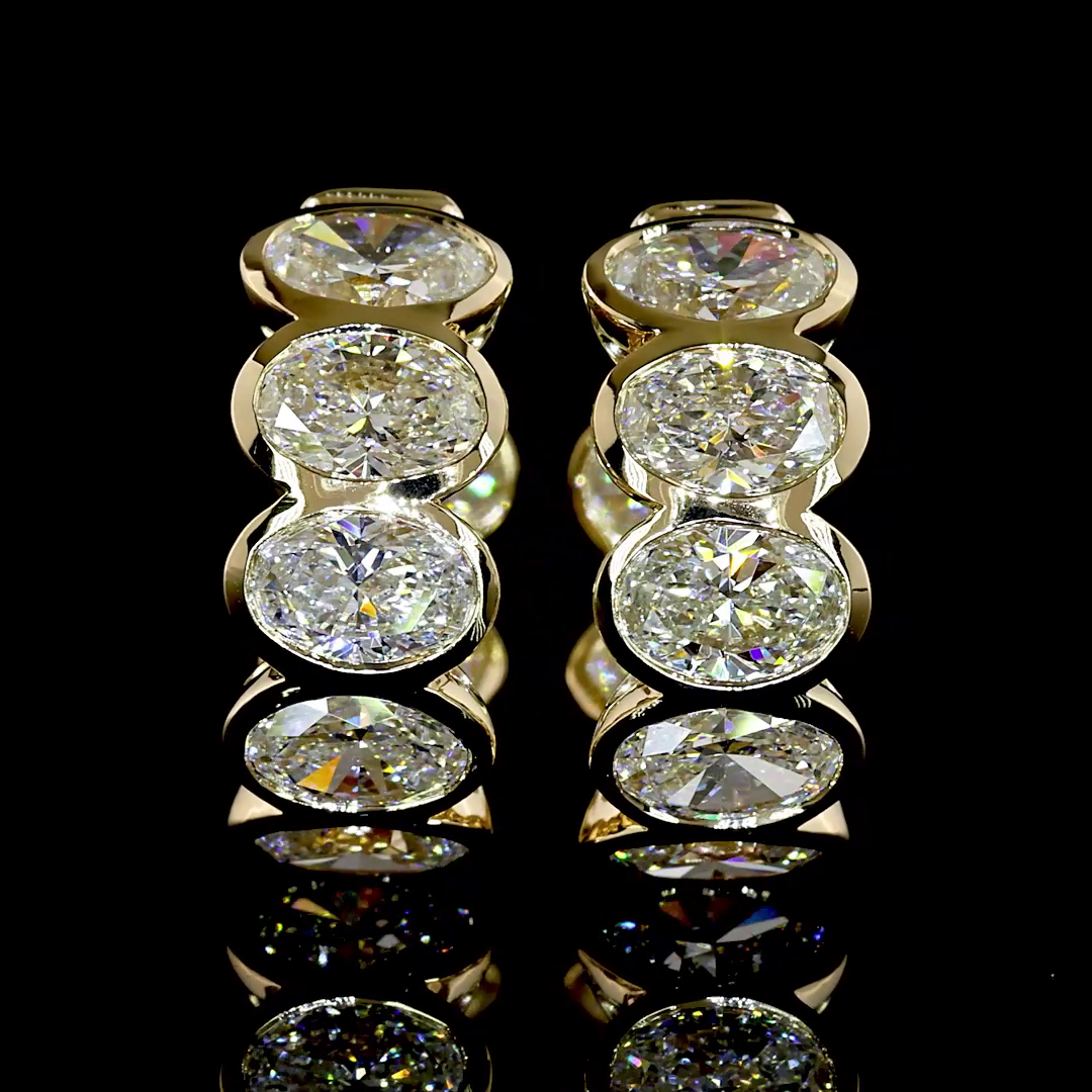 3.61 CTTW Oval Lab Grown Diamond Huggies Earring 15.21mm (E Color and VS1 Clarity)