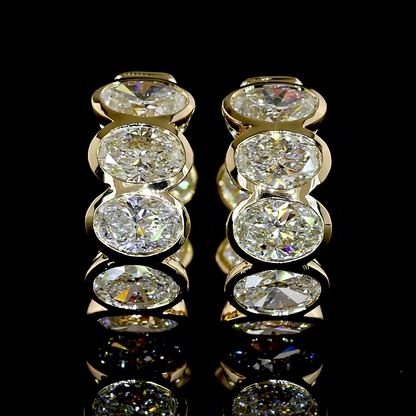 3.61 CTTW Oval Lab Grown Diamond Huggies Earring 15.21mm (E Color and VS1 Clarity)