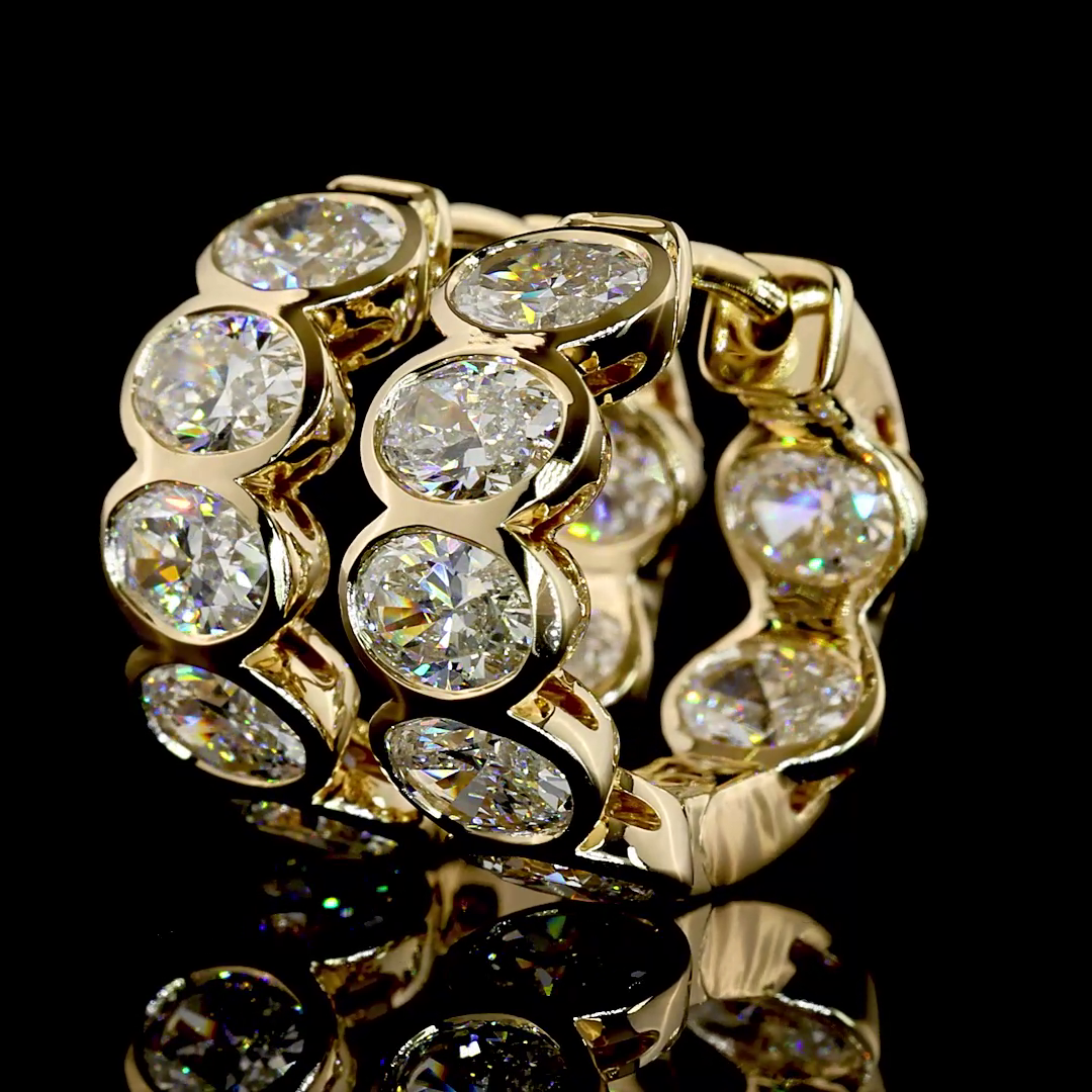 3.61 CTTW Oval Lab Grown Diamond Huggies Earring 15.21mm (E Color and VS1 Clarity)
