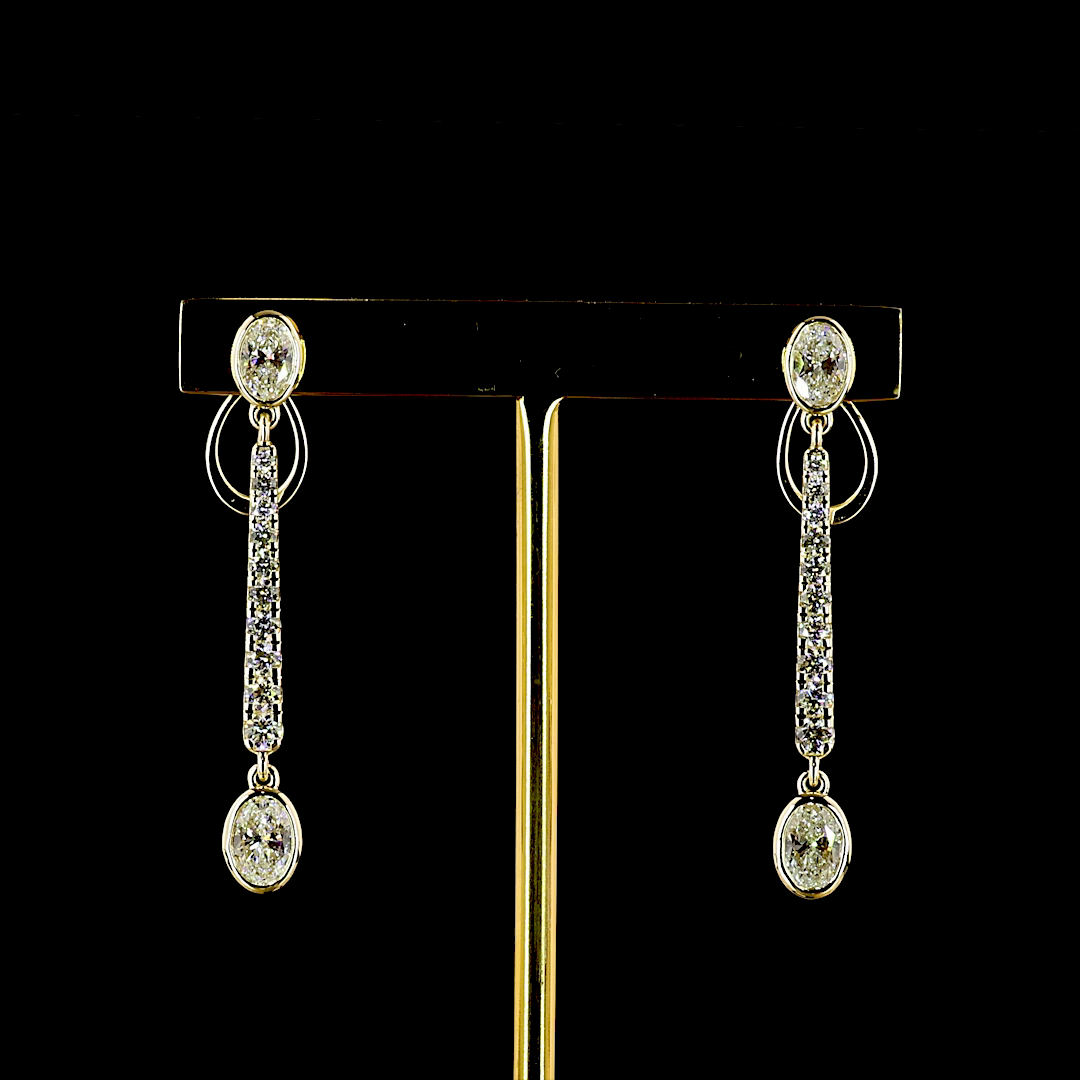 2.43 CTTW Oval Lab Grown Diamond Hanging Earring (E Color and VS1 Clarity)