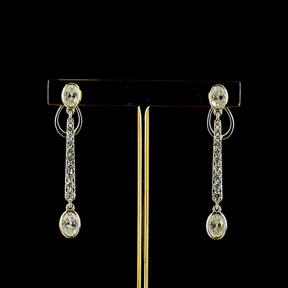 2.43 CTTW Oval Lab Grown Diamond Hanging Earring (E Color and VS1 Clarity)