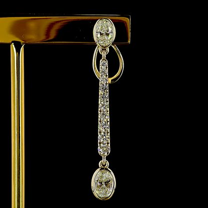 2.43 CTTW Oval Lab Grown Diamond Hanging Earring (E Color and VS1 Clarity)