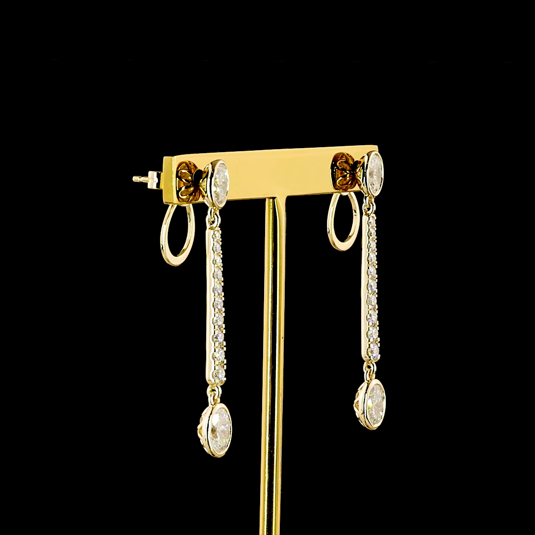 2.43 CTTW Oval Lab Grown Diamond Hanging Earring (E Color and VS1 Clarity)