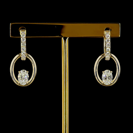 1.73 CTTW Oval Lab Grown Diamond Hanging Earring (F Color and VS1 Clarity)