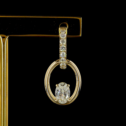 1.73 CTTW Oval Lab Grown Diamond Hanging Earring (F Color and VS1 Clarity)