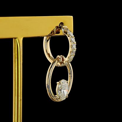 1.73 CTTW Oval Lab Grown Diamond Hanging Earring (F Color and VS1 Clarity)