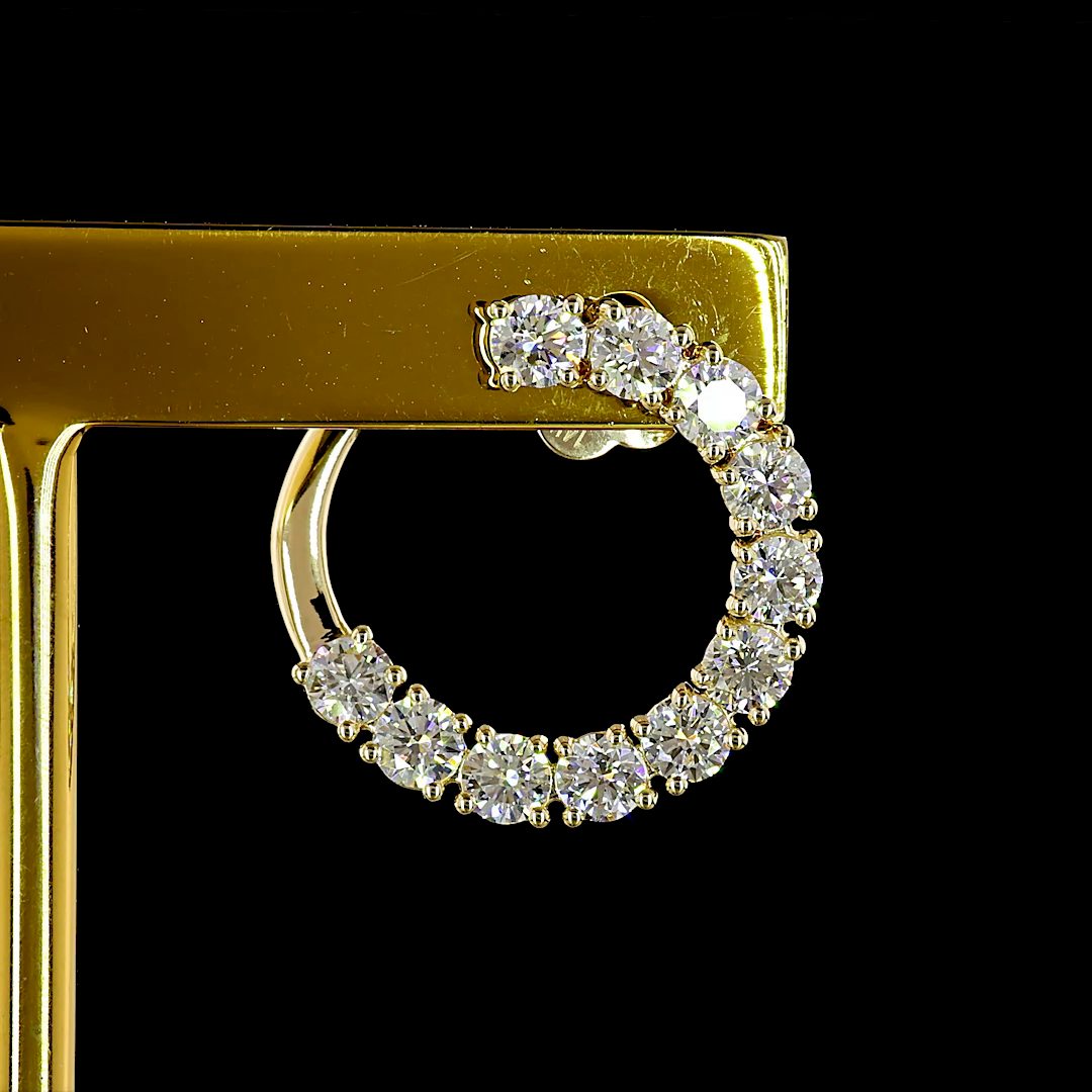 2.21 CTTW Round Lab Grown Diamond C Hoops Earring Size 17.3 (E Color and VS1 Clarity)