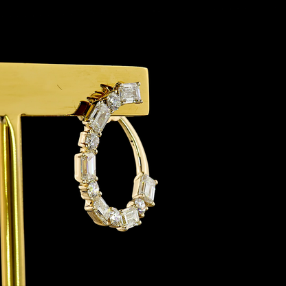 2.47 CTTW Emerald Lab Grown Diamond C Hoops Earring Size 17.75 (E Color and VS1 Clarity)