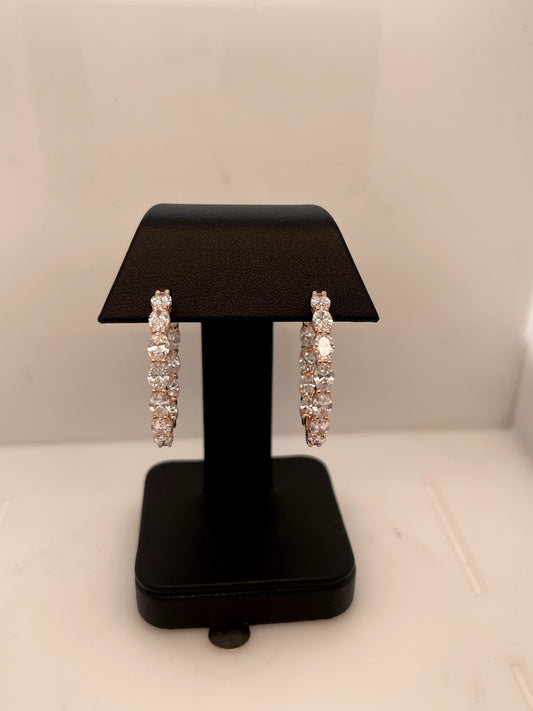 3.41 CTTW Oval Lab Diamond Hoops Earring 28mm 14k Rose Gold F Color and VS2 Clarity jewelry-spot-usa