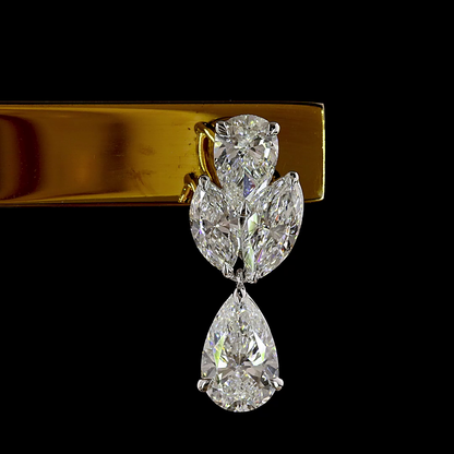 3.10 CTTW Pear Lab Grown Diamond Hanging Earring Size 18.4 (E Color and VS1 Clarity)