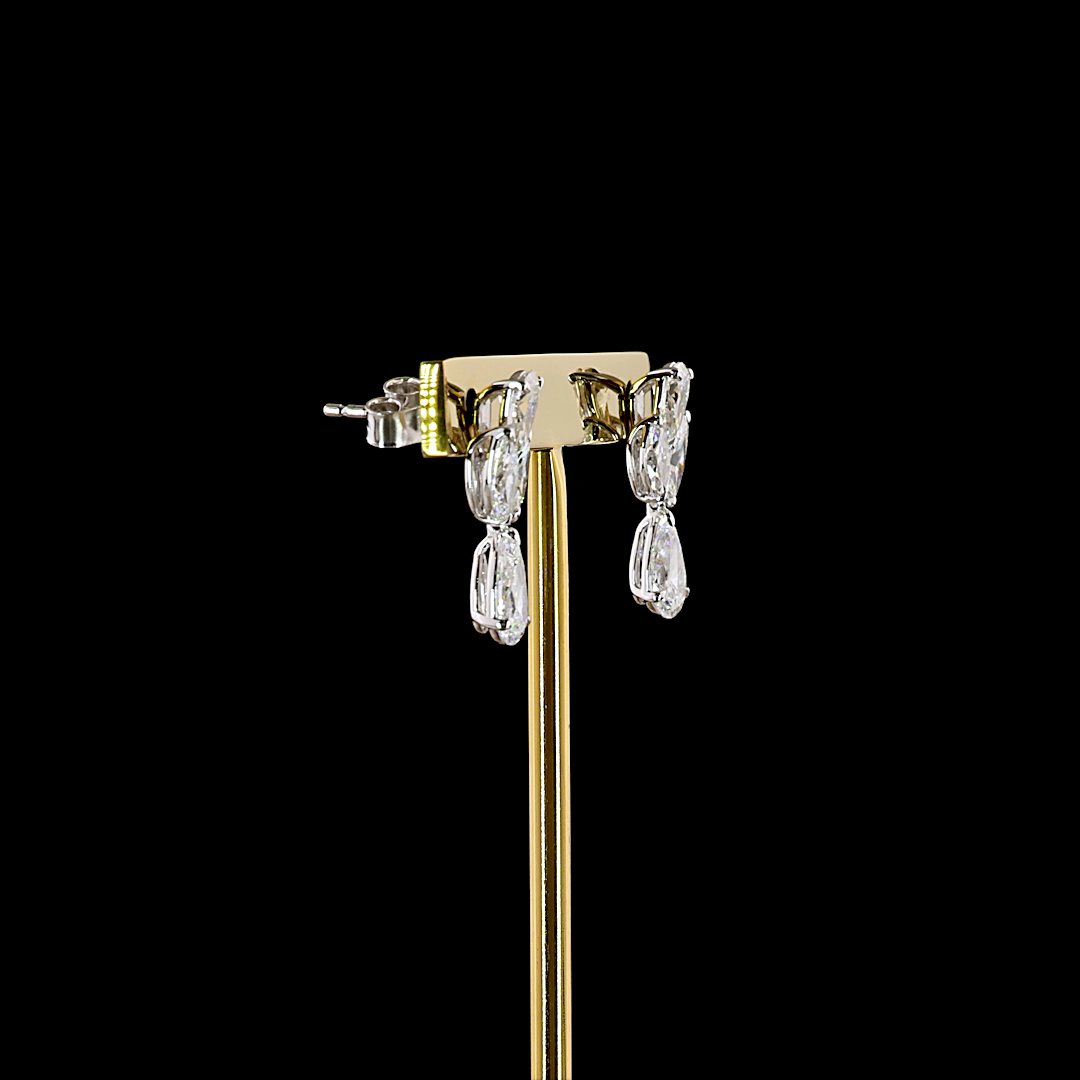 3.10 CTTW Pear Lab Grown Diamond Hanging Earring Size 18.4 (E Color and VS1 Clarity)