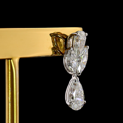 3.10 CTTW Pear Lab Grown Diamond Hanging Earring Size 18.4 (E Color and VS1 Clarity)