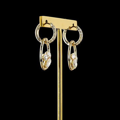 2.58 CTTW Oval Lab Grown Diamond Hanging Earring Size 28.82 (E Color and VS1 Clarity)