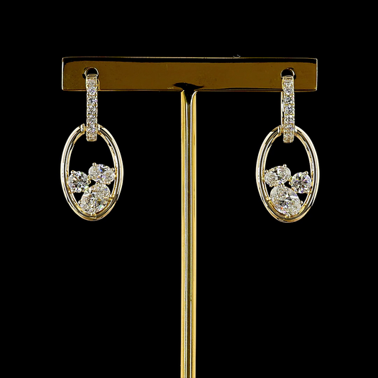 2.54 CTTW Oval Lab Grown Diamond Hanging Earring Size 28.82 (E Color and VS1 Clarity)