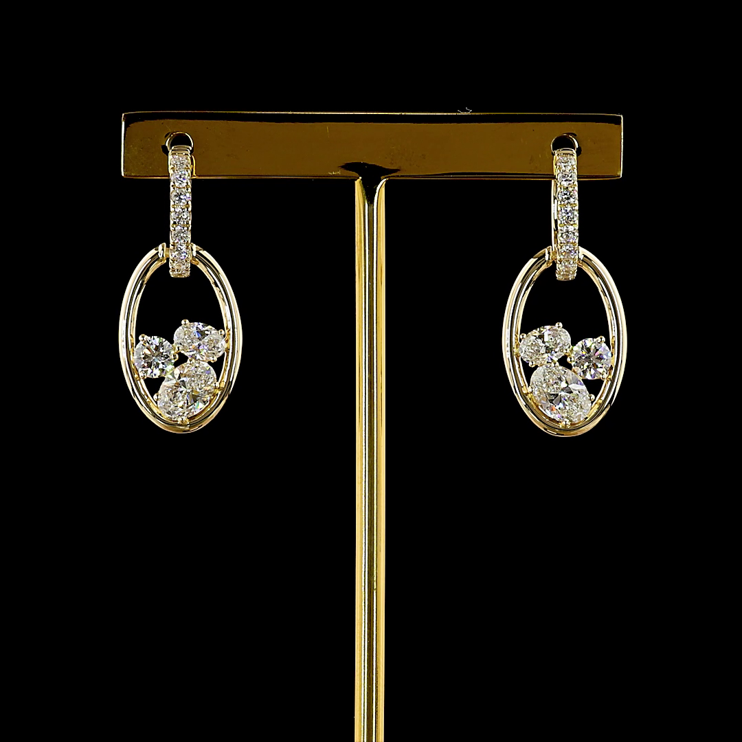 2.55 CTTW Oval Lab Grown Diamond Hanging Earring Size 28.82 (E Color and VS1 Clarity)