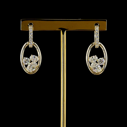 2.55 CTTW Oval Lab Grown Diamond Hanging Earring Size 28.82 (E Color and VS1 Clarity)