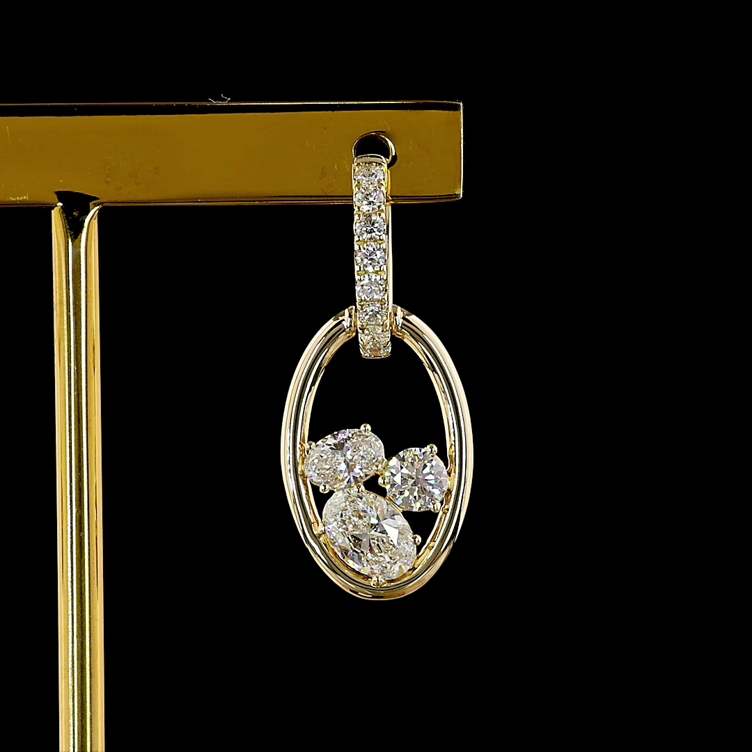 2.55 CTTW Oval Lab Grown Diamond Hanging Earring Size 28.82 (E Color and VS1 Clarity)