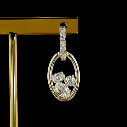 2.55 CTTW Oval Lab Grown Diamond Hanging Earring Size 28.82 (E Color and VS1 Clarity)
