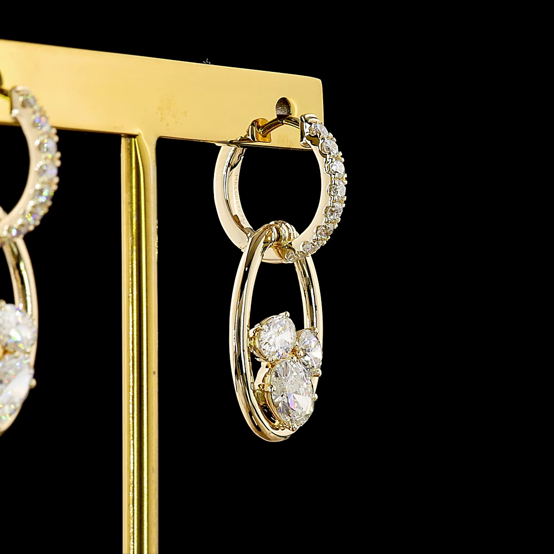 2.55 CTTW Oval Lab Grown Diamond Hanging Earring Size 28.82 (E Color and VS1 Clarity)