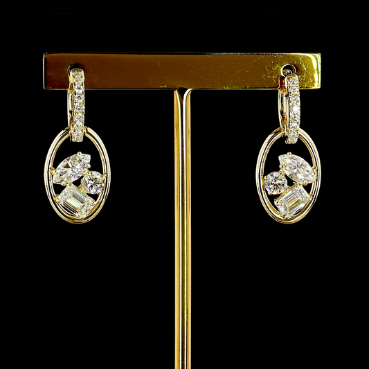 3.05 CTTW MIX Lab Grown Diamond Hanging Earring Size 28.82 (E Color and VS1 Clarity)