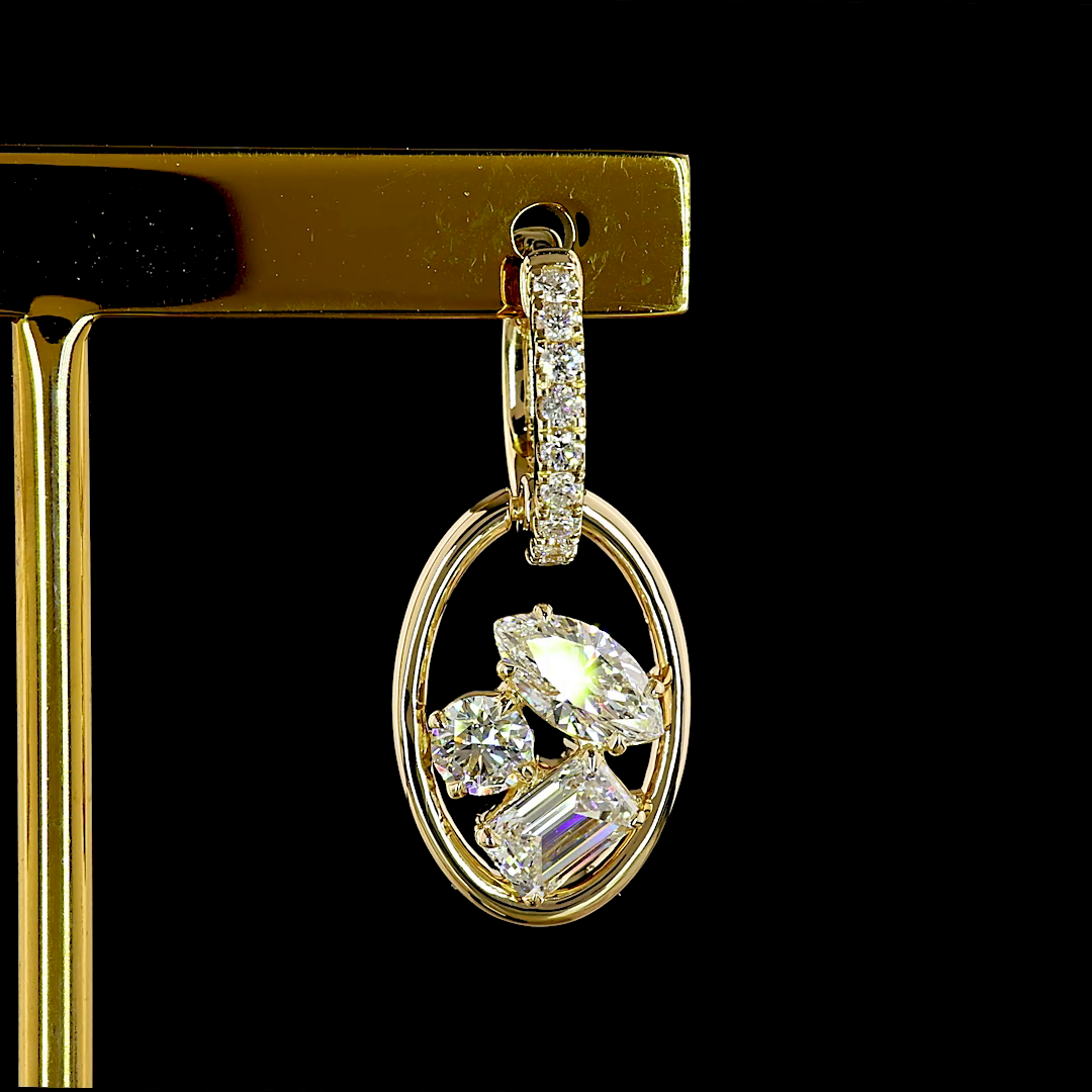 2.99 CTTW MIX Lab Grown Diamond Hanging Earring Size 28.82 (E Color and VS1 Clarity)