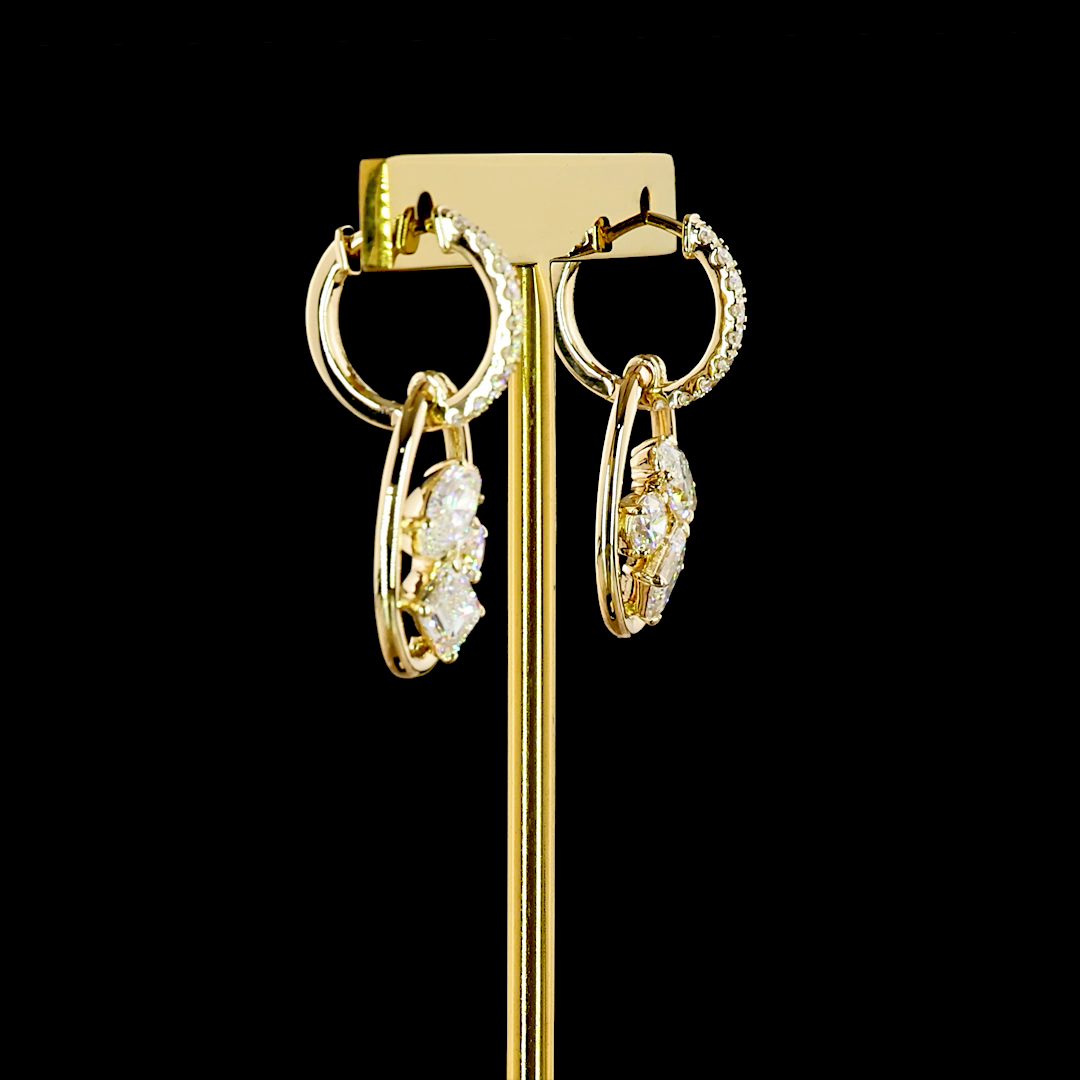 2.99 CTTW MIX Lab Grown Diamond Hanging Earring Size 28.82 (E Color and VS1 Clarity)