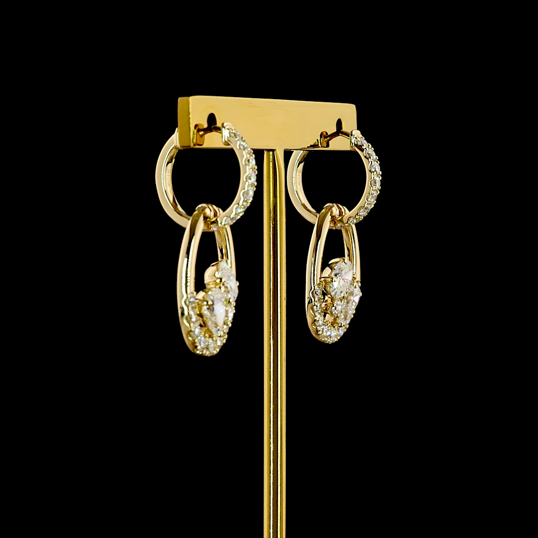 2.55 CTTW MIX Lab Grown Diamond Hanging Earring Size 28 (E Color and VS1 Clarity)