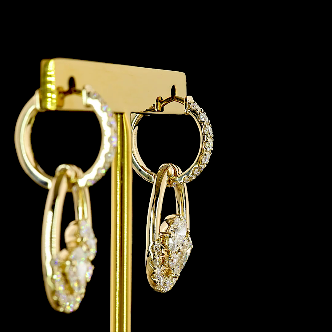 2.55 CTTW MIX Lab Grown Diamond Hanging Earring Size 28 (E Color and VS1 Clarity)