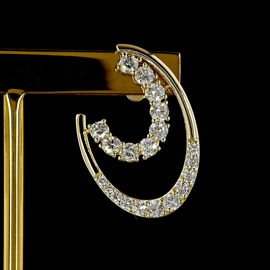 2.21 CTTW Round Lab Grown Diamond Crawler Earring Size 25.1 (E Color and VS1 Clarity)