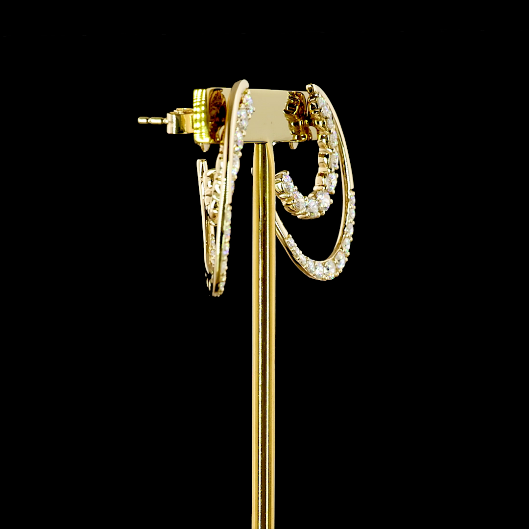 2.21 CTTW Round Lab Grown Diamond Crawler Earring Size 25.1 (E Color and VS1 Clarity)