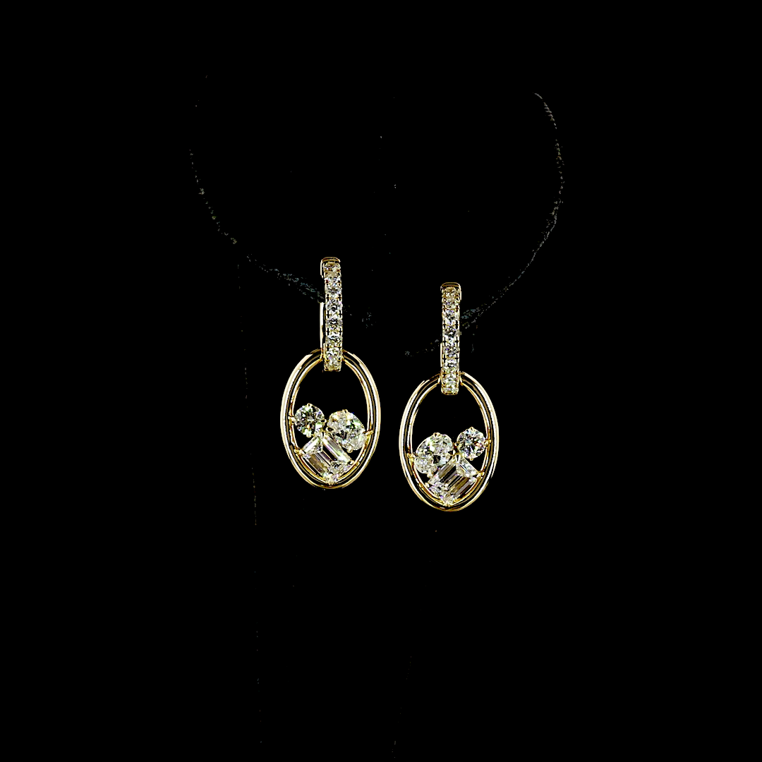 2.55 CTTW MIX Lab Grown Diamond Hanging Earring Size 28 (E Color and VS1 Clarity)