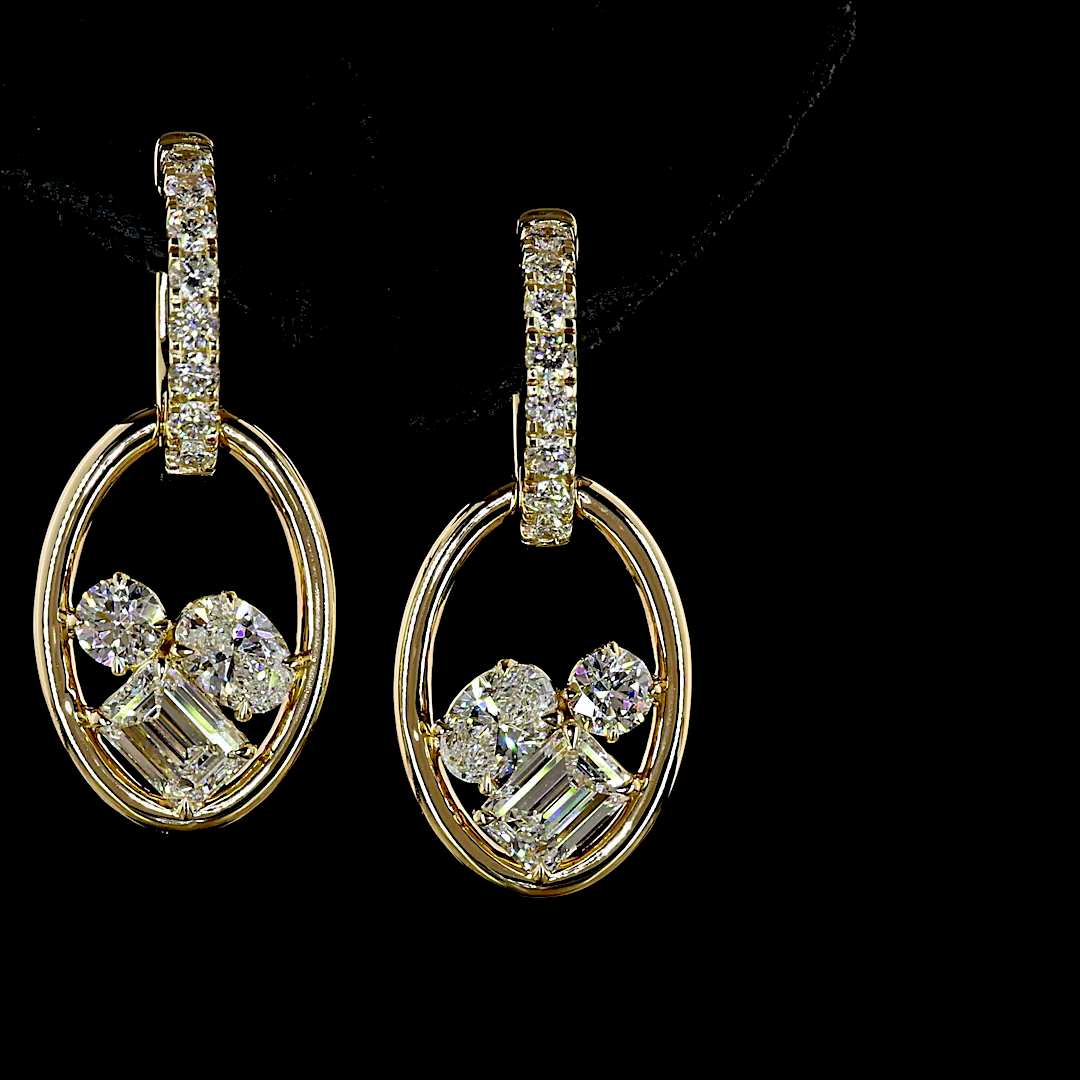 2.55 CTTW MIX Lab Grown Diamond Hanging Earring Size 28 (E Color and VS1 Clarity)