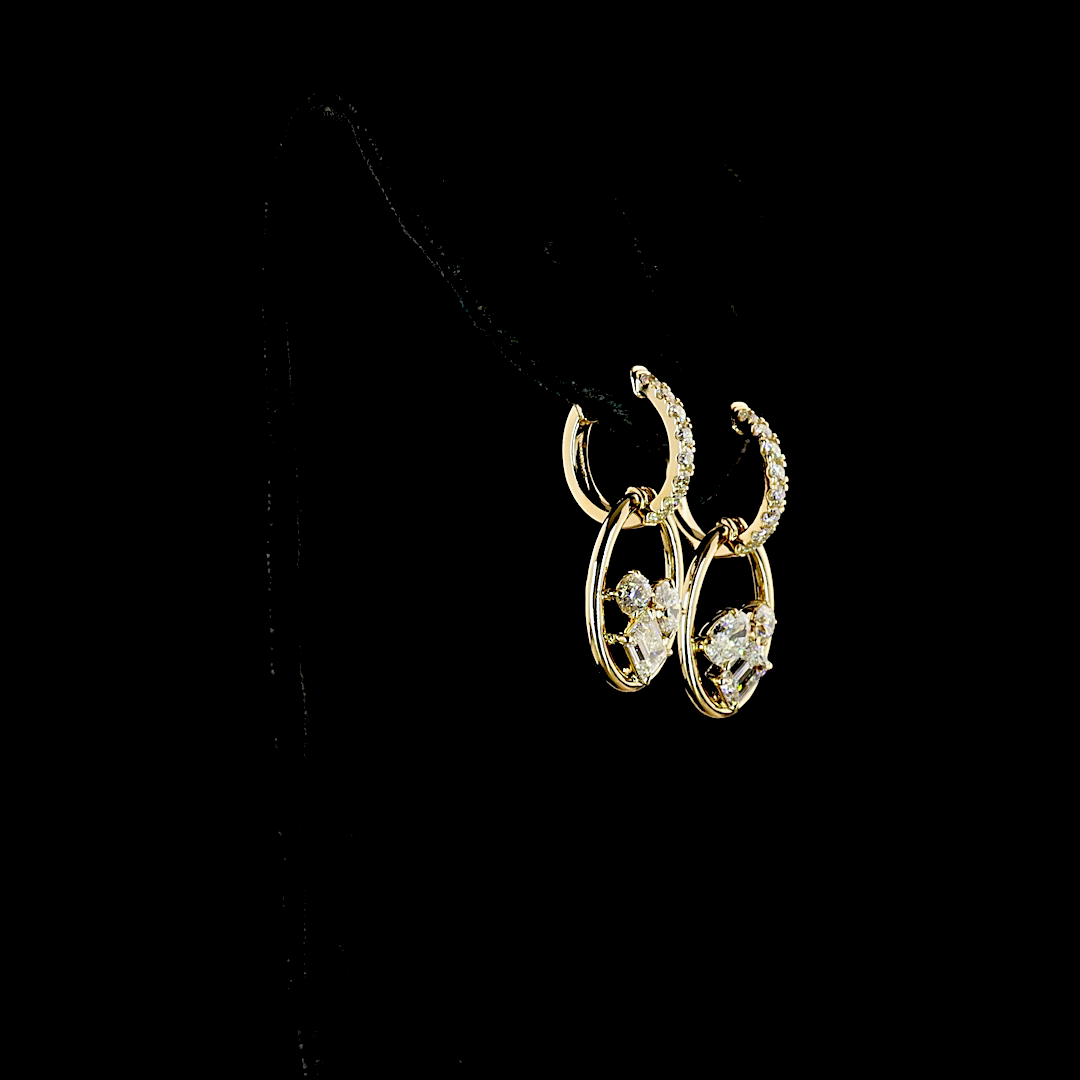 2.55 CTTW MIX Lab Grown Diamond Hanging Earring Size 28 (E Color and VS1 Clarity)