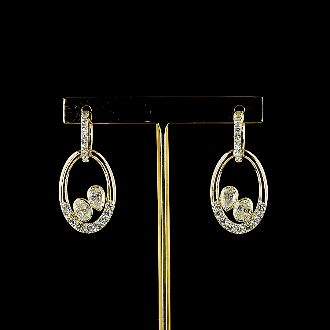 2.12 CTTW MIX Lab Grown Diamond Hanging Earring Size 30.7 (E Color and VS1 Clarity)
