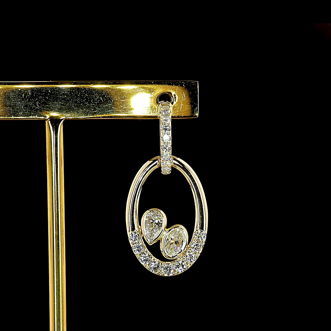 2.12 CTTW MIX Lab Grown Diamond Hanging Earring Size 30.7 (E Color and VS1 Clarity)
