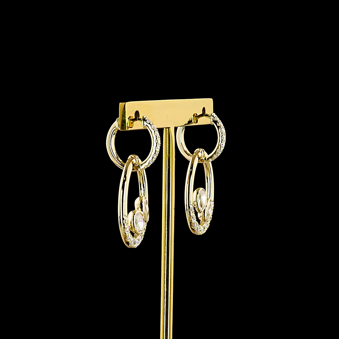 2.06 CTTW MIX Lab Grown Diamond Hanging Earring Size 30.7 (E Color and VS1 Clarity)