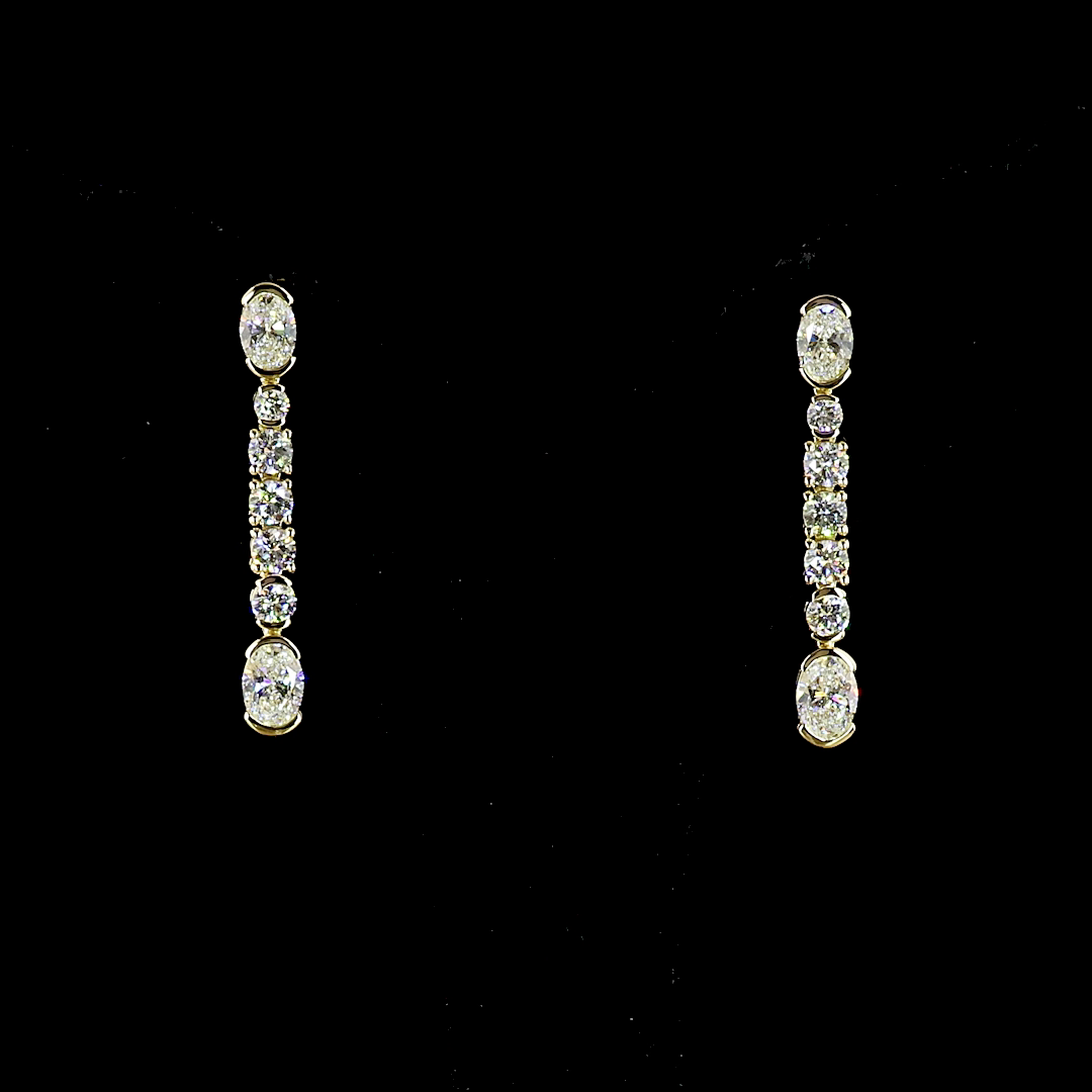 2.66 CTTW Oval Lab Grown Diamond Hanging Earring (E Color and VS1 Clarity)