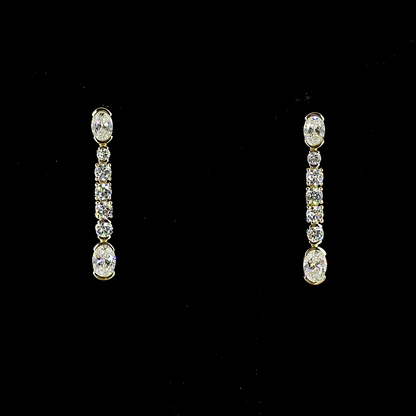 2.66 CTTW Oval Lab Grown Diamond Hanging Earring (E Color and VS1 Clarity)