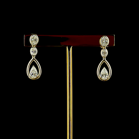 1.84 CTTW Pear Lab Grown Diamond Hanging Earring Size 25.1 (E Color and VS1 Clarity)