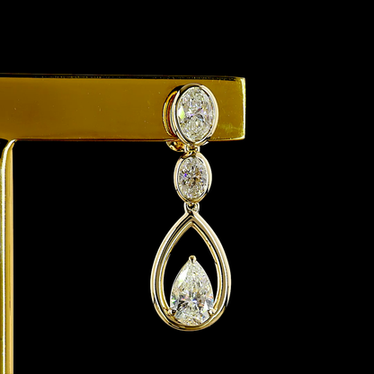 1.84 CTTW Pear Lab Grown Diamond Hanging Earring Size 25.1 (E Color and VS1 Clarity)
