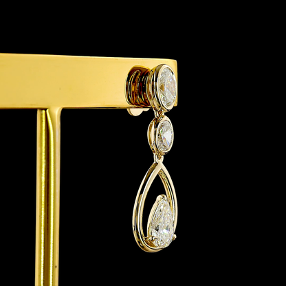 1.84 CTTW Pear Lab Grown Diamond Hanging Earring Size 25.1 (E Color and VS1 Clarity)