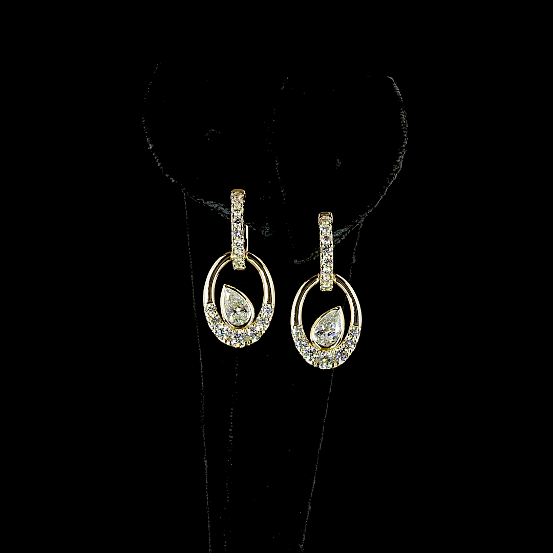 2.31 CTTW Pear Lab Grown Diamond Hanging Earring Size 27.22 (E Color and VS1 Clarity)