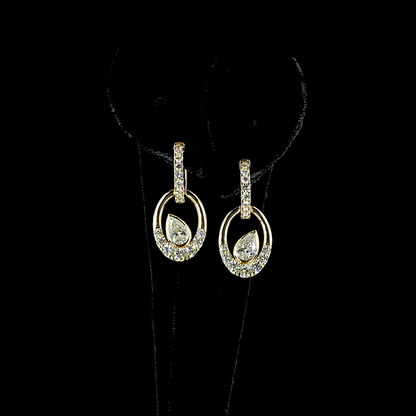 2.31 CTTW Pear Lab Grown Diamond Hanging Earring Size 27.22 (E Color and VS1 Clarity)